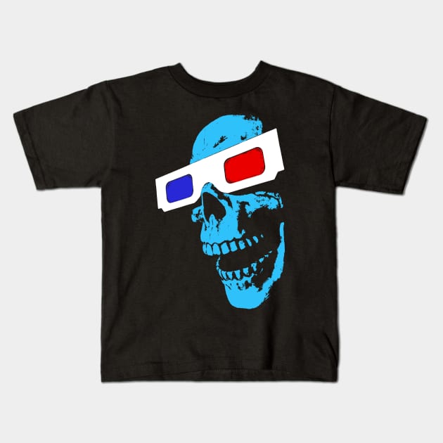 3D Skull (cyan) Kids T-Shirt by The Meat Dumpster